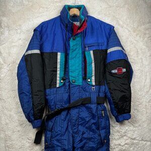VTG 90s Ski Suit Rodeo One Piece Snowsuit Snow Bib Abstract Retro Size Medium